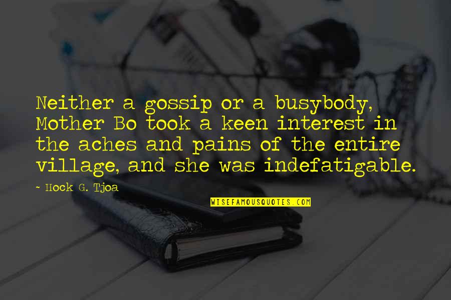 Thindal Cancer Quotes By Hock G. Tjoa: Neither a gossip or a busybody, Mother Bo