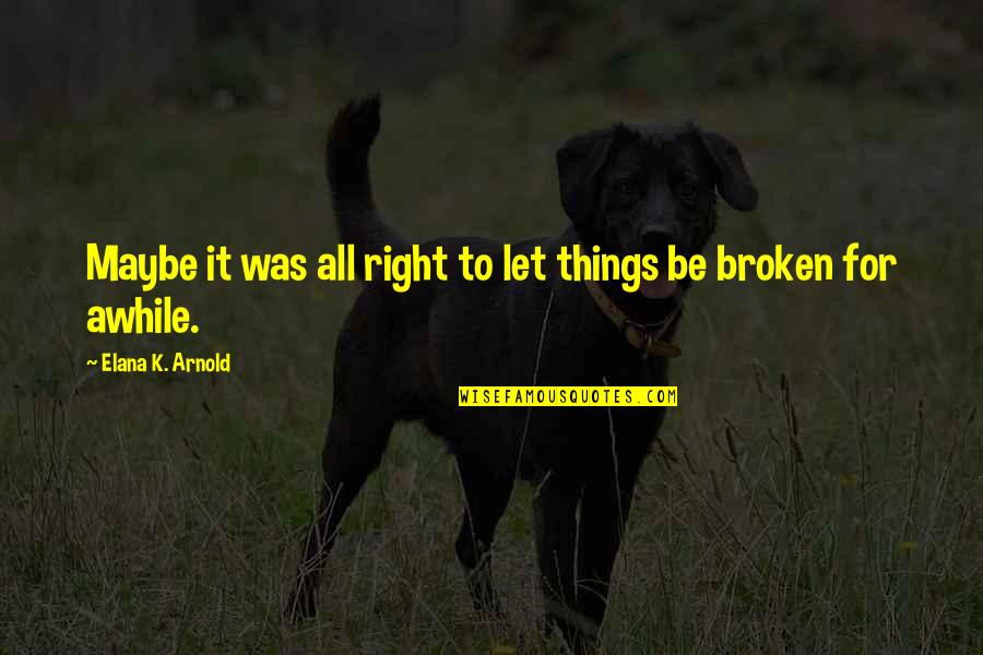 Things Are Broken Quotes By Elana K. Arnold: Maybe it was all right to let things