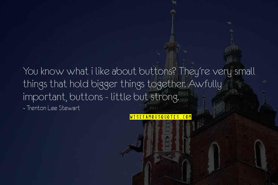 Things Are Great Quotes By Trenton Lee Stewart: You know what i like about buttons? They're