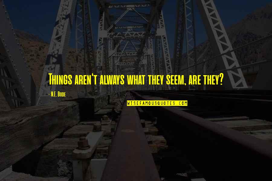 Things Are Not Always What They Seem To Be Quotes By N.E. Bode: Things aren't always what they seem, are they?