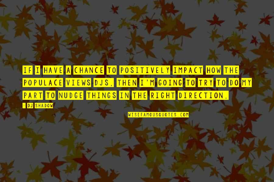 Things Are Not Going Right Quotes By DJ Shadow: If I have a chance to positively impact