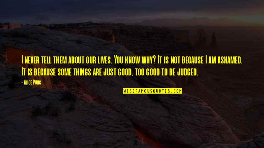 Things Are Not Good Quotes By Alice Pung: I never tell them about our lives. You