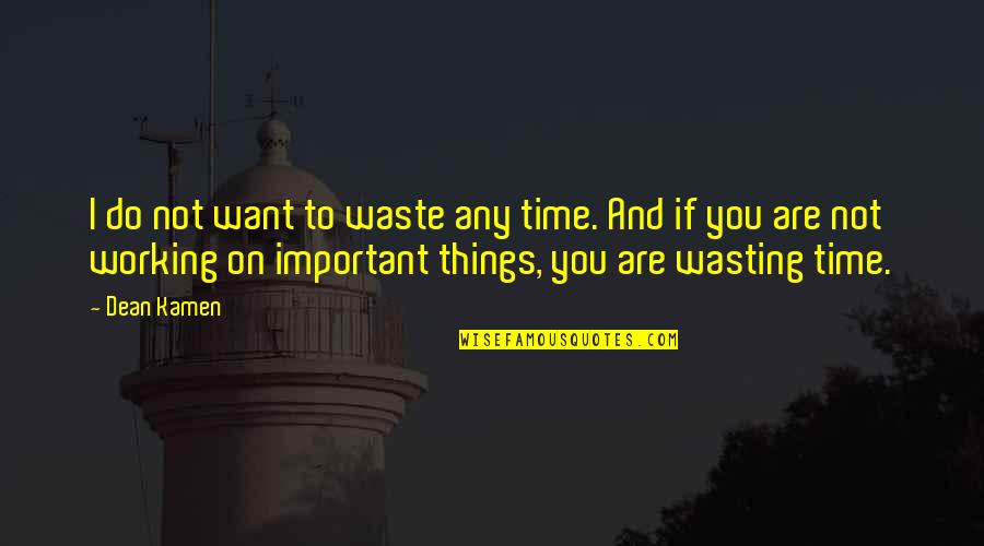 Things Are Not Important Quotes By Dean Kamen: I do not want to waste any time.