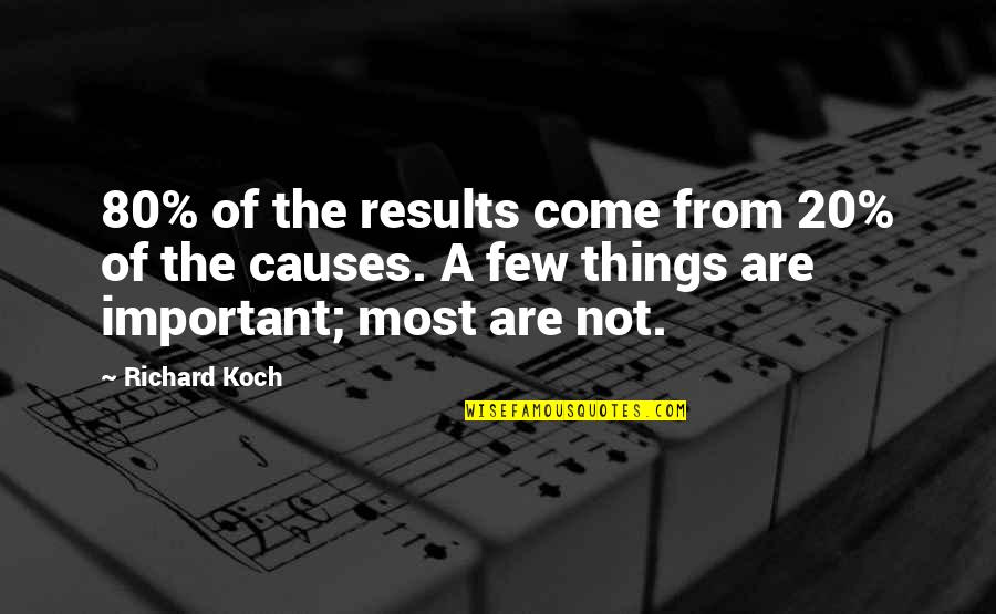 Things Are Not Important Quotes By Richard Koch: 80% of the results come from 20% of