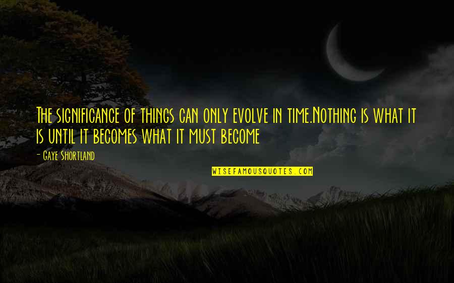 Things Evolve Quotes By Gaye Shortland: The significance of things can only evolve in Things Evolve Quotes By Gaye Shortland: The significance of things can only evolve in