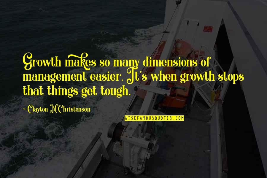 Things Get Tough Quotes By Clayton M Christensen: Growth makes so many dimensions of management easier.