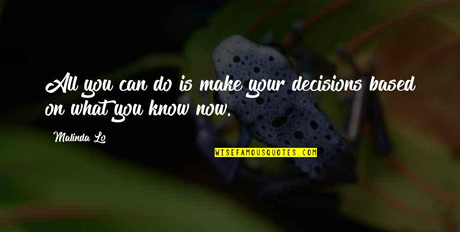 Things Getting Easier With Time Quotes By Malinda Lo: All you can do is make your decisions