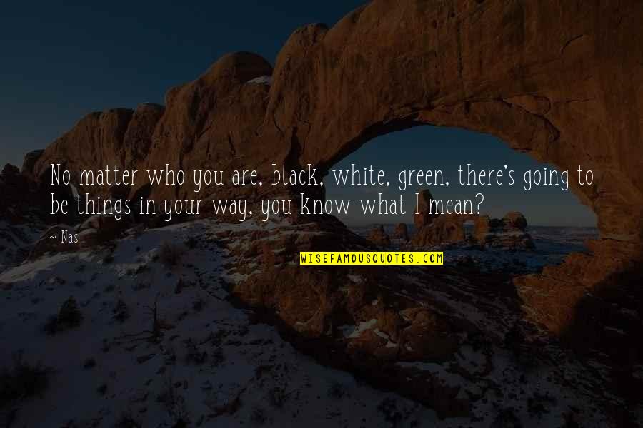 Things Going My Way Quotes By Nas: No matter who you are, black, white, green,