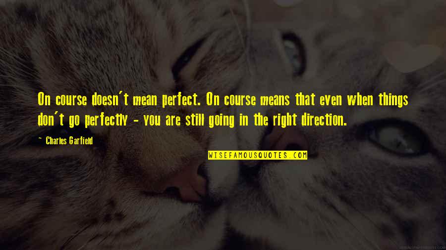 Things Going Right Quotes By Charles Garfield: On course doesn't mean perfect. On course means