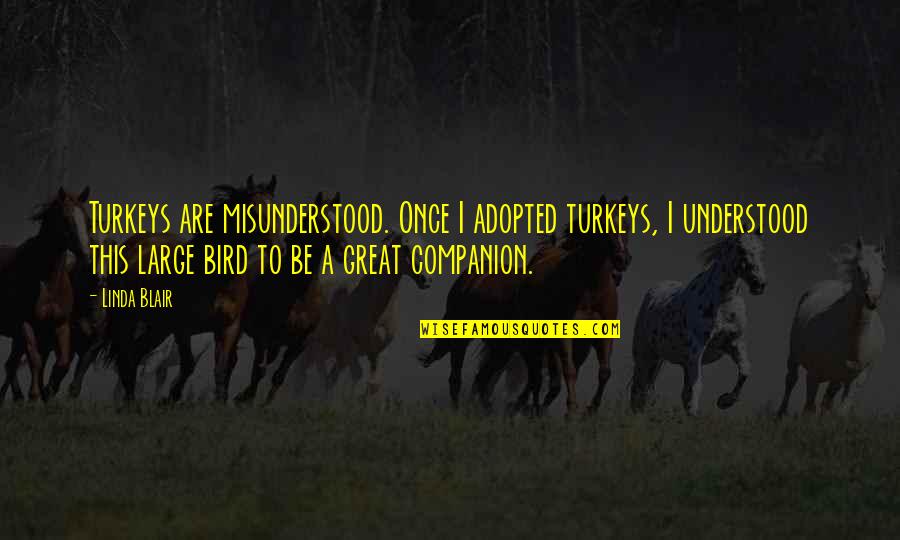 Things Happen So Fast Quotes By Linda Blair: Turkeys are misunderstood. Once I adopted turkeys, I Things Happen So Fast Quotes By Linda Blair: Turkeys are misunderstood. Once I adopted turkeys, I