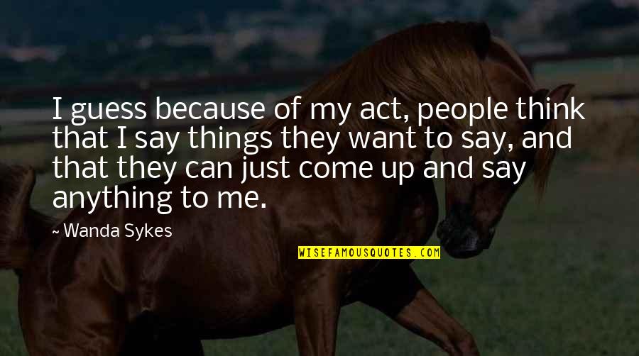 Things I Want To Say Quotes By Wanda Sykes: I guess because of my act, people think