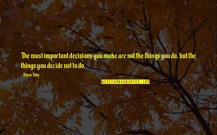 Things Important To You Quotes By Steve Jobs: The most important decisions you make are not