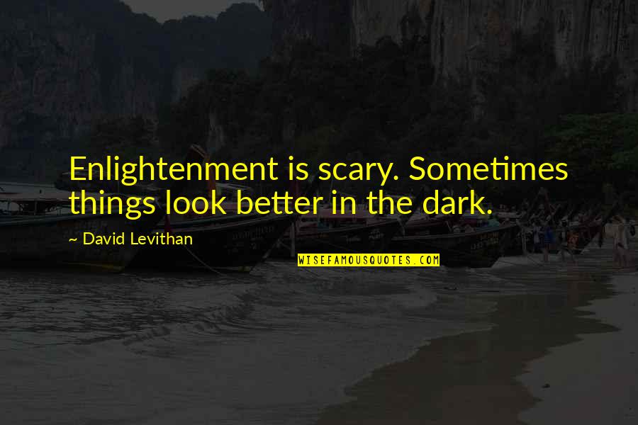 Things In The Dark Quotes By David Levithan: Enlightenment is scary. Sometimes things look better in