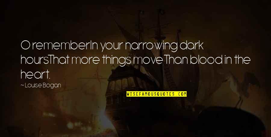 Things In The Dark Quotes By Louise Bogan: O rememberIn your narrowing dark hoursThat more things