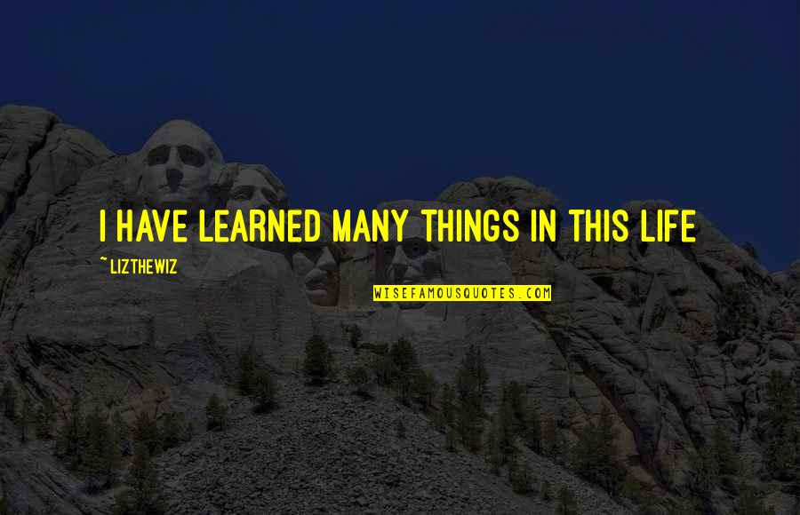 Things Learned In Life Quotes By Lizthewiz: I have learned many things in this life