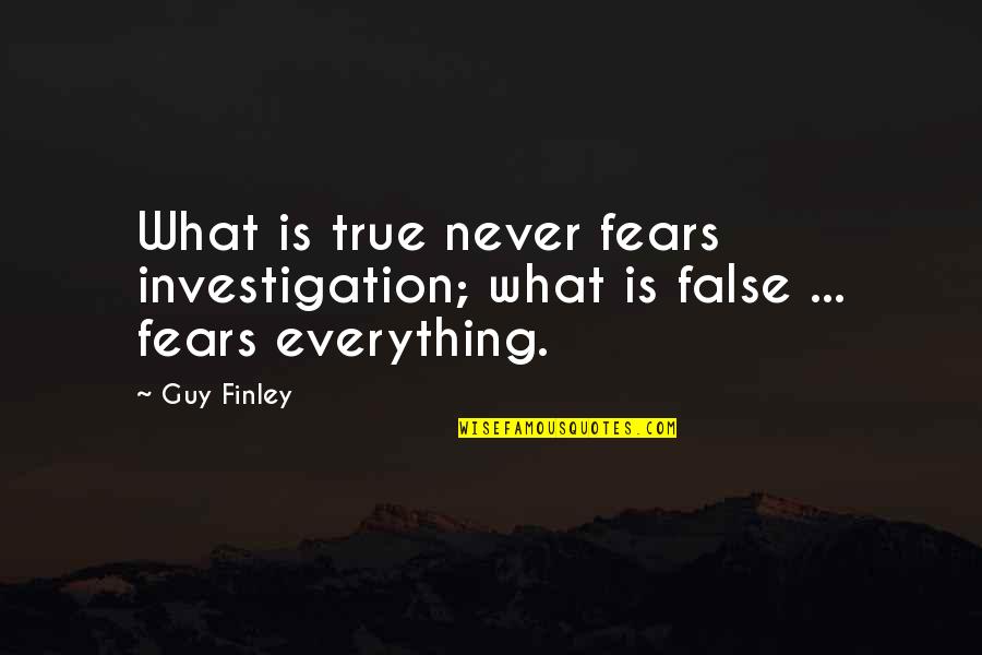 Things Moving Too Fast Quotes By Guy Finley: What is true never fears investigation; what is