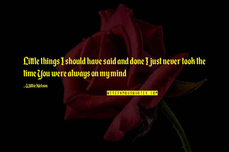 Things Never Said Quotes By Willie Nelson: Little things I should have said and done