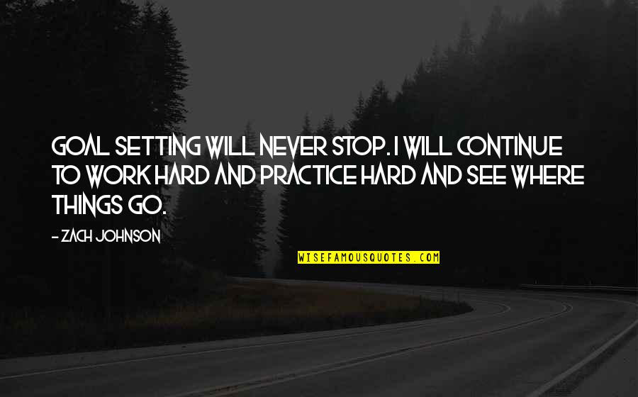 Things Never Work Out Quotes By Zach Johnson: Goal setting will never stop. I will continue Things Never Work Out Quotes By Zach Johnson: Goal setting will never stop. I will continue