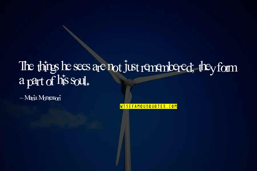 Things Remembered Quotes By Maria Montessori: The things he sees are not just remembered; Things Remembered Quotes By Maria Montessori: The things he sees are not just remembered;