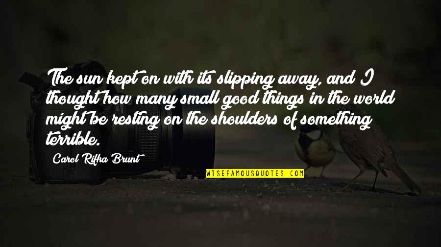Things Slipping Away Quotes By Carol Rifka Brunt: The sun kept on with its slipping away, Things Slipping Away Quotes By Carol Rifka Brunt: The sun kept on with its slipping away,