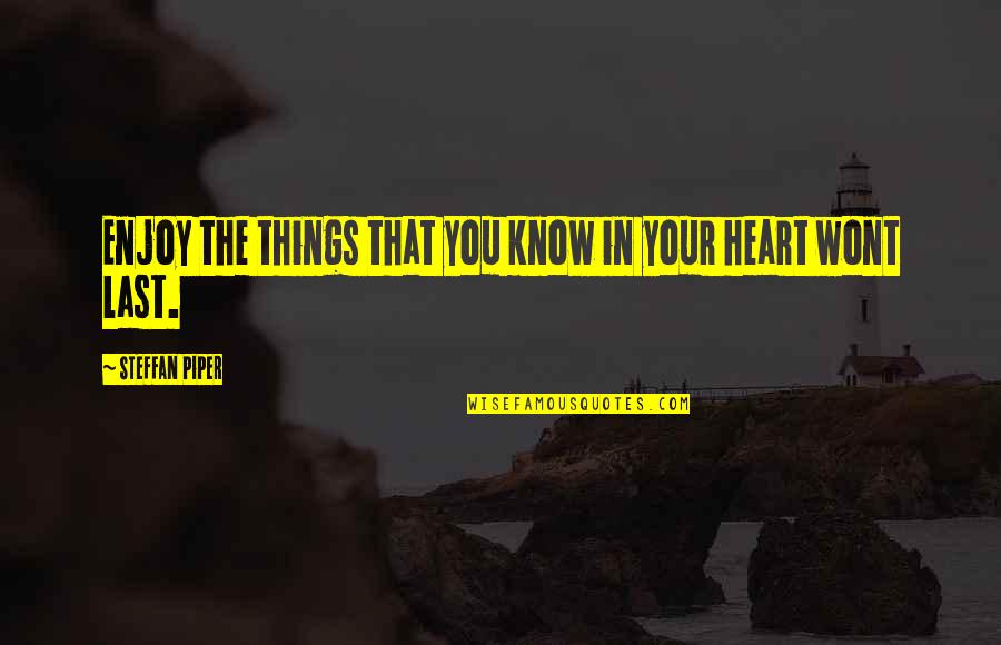 Things That Last Quotes By Steffan Piper: Enjoy the things that you know in your