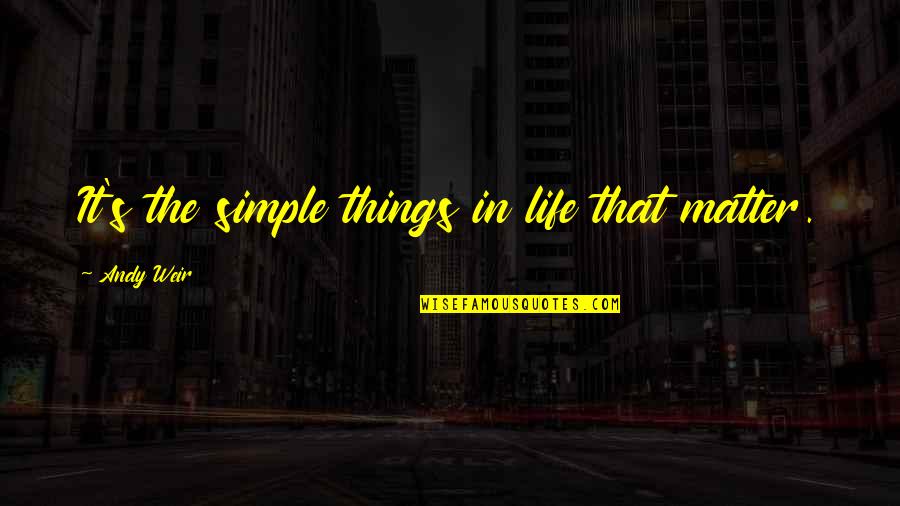 Things That Matter In Life Quotes By Andy Weir: It's the simple things in life that matter.