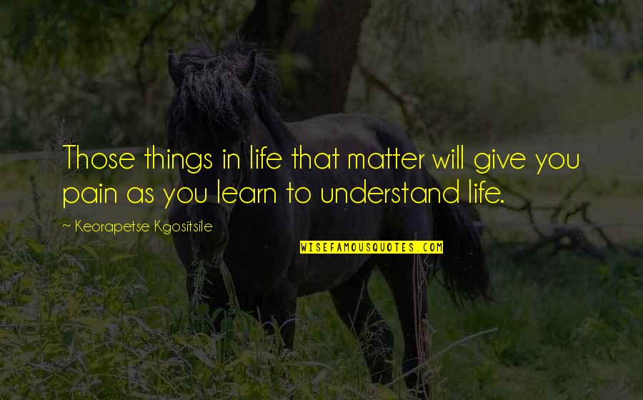 Things That Matter In Life Quotes By Keorapetse Kgositsile: Those things in life that matter will give