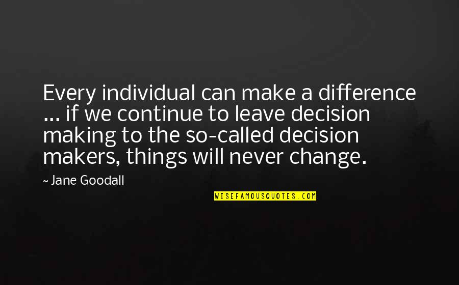 Things That Never Change Quotes By Jane Goodall: Every individual can make a difference ... if