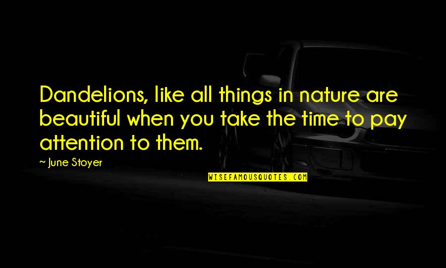 Things That Take Time Quotes By June Stoyer: Dandelions, like all things in nature are beautiful