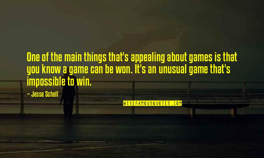 Things Things Games Quotes By Jesse Schell: One of the main things that's appealing about Things Things Games Quotes By Jesse Schell: One of the main things that's appealing about