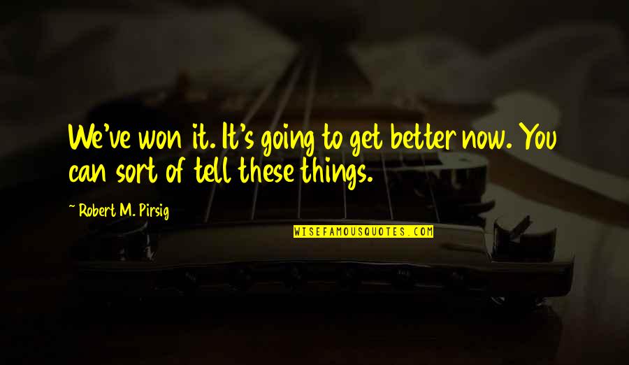 Things To Get Better Quotes By Robert M. Pirsig: We've won it. It's going to get better