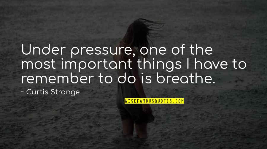 Things To Remember Quotes By Curtis Strange: Under pressure, one of the most important things