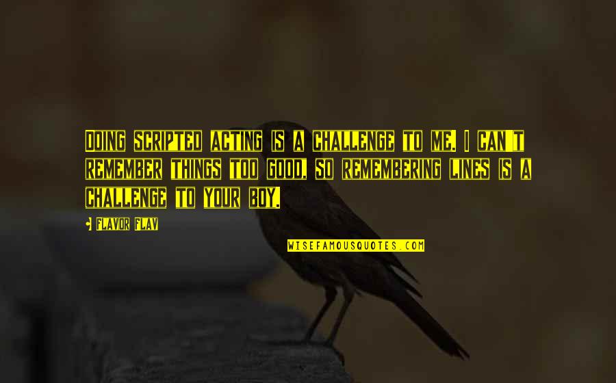 Things To Remember Quotes By Flavor Flav: Doing scripted acting is a challenge to me.