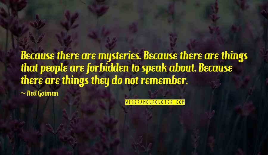 Things To Remember Quotes By Neil Gaiman: Because there are mysteries. Because there are things