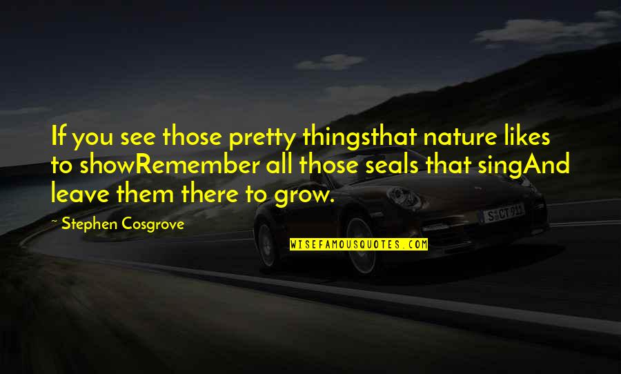 Things To Remember Quotes By Stephen Cosgrove: If you see those pretty thingsthat nature likes