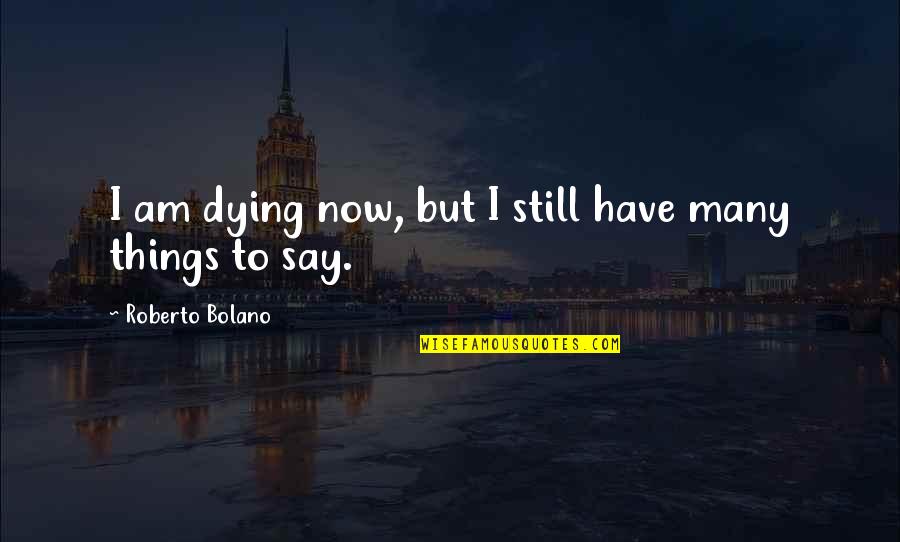 Things To Say Quotes By Roberto Bolano: I am dying now, but I still have