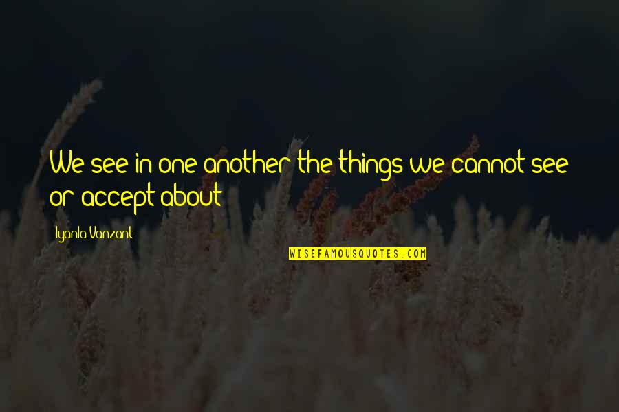 Things We Cannot See Quotes By Iyanla Vanzant: We see in one another the things we