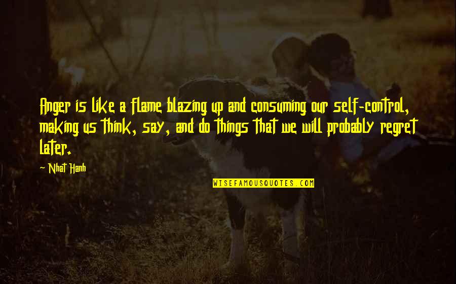Things We Regret Quotes By Nhat Hanh: Anger is like a flame blazing up and