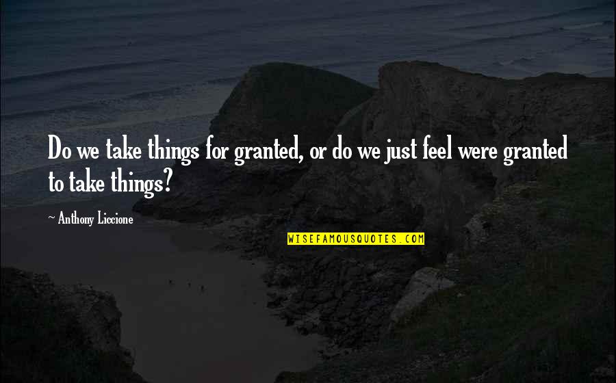 Things We Take For Granted Quotes By Anthony Liccione: Do we take things for granted, or do