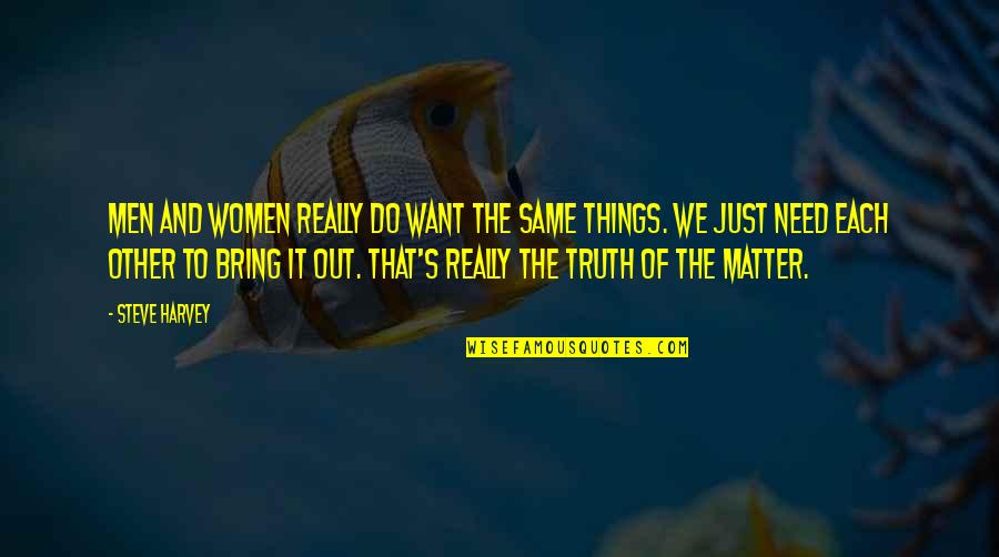 Things We Want Quotes By Steve Harvey: Men and women really do want the same