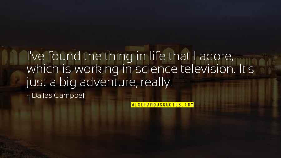 Things Working Out In Life Quotes By Dallas Campbell: I've found the thing in life that I