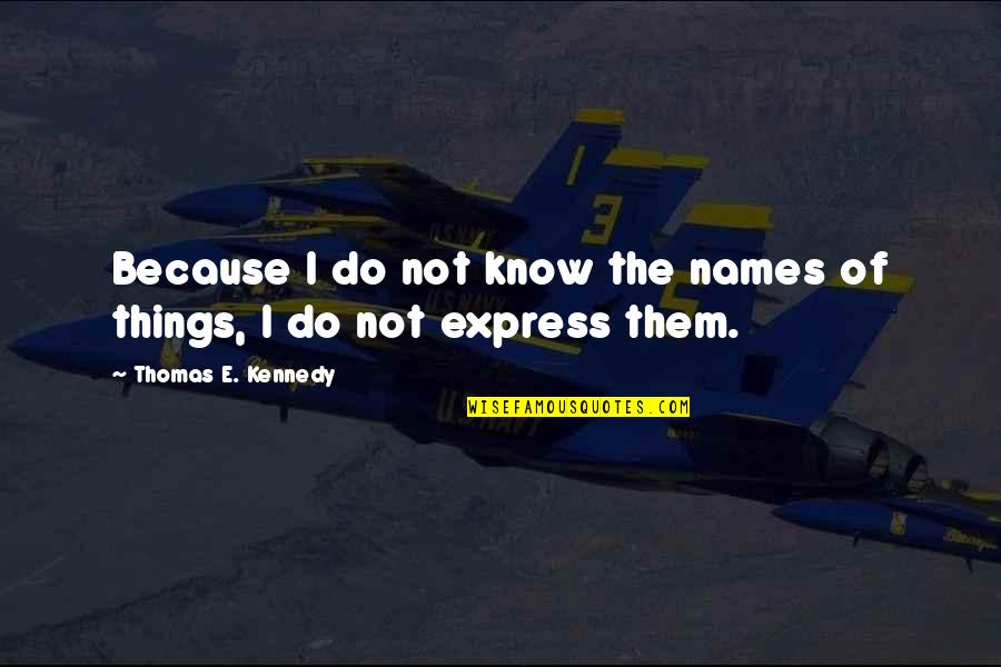 Things You Cannot Control Quote Quotes By Thomas E. Kennedy: Because I do not know the names of
