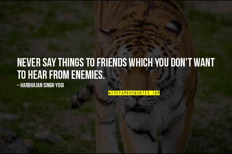 Things You Hear Quotes By Harbhajan Singh Yogi: Never say things to friends which you don't
