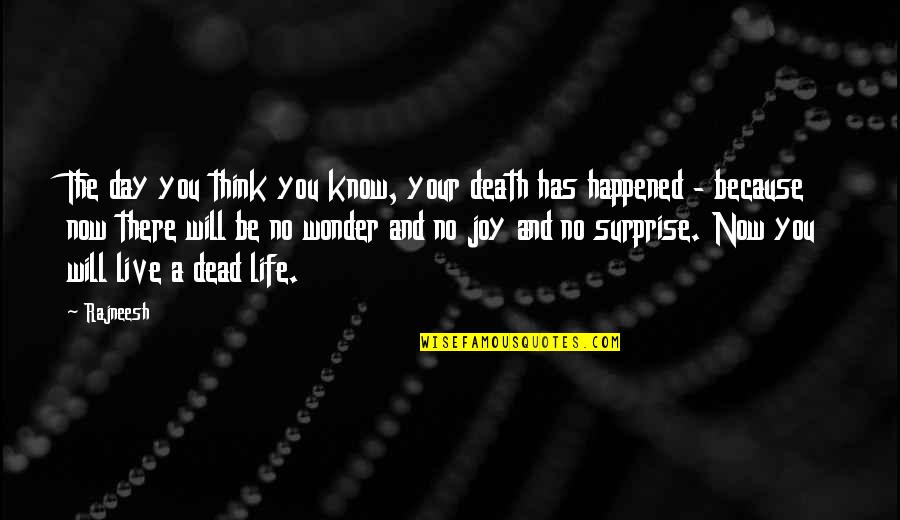 Think And Wonder Wonder And Think Quotes By Rajneesh: The day you think you know, your death Think And Wonder Wonder And Think Quotes By Rajneesh: The day you think you know, your death