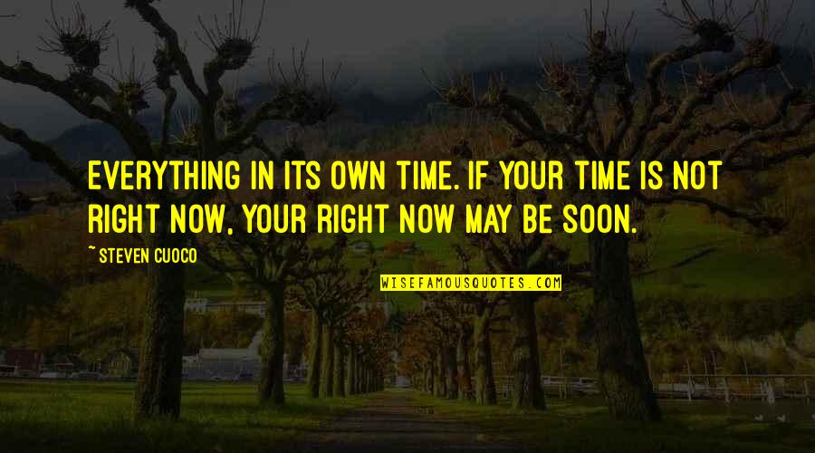 Think Beyond Yourself Quotes By Steven Cuoco: Everything in its own time. If your time