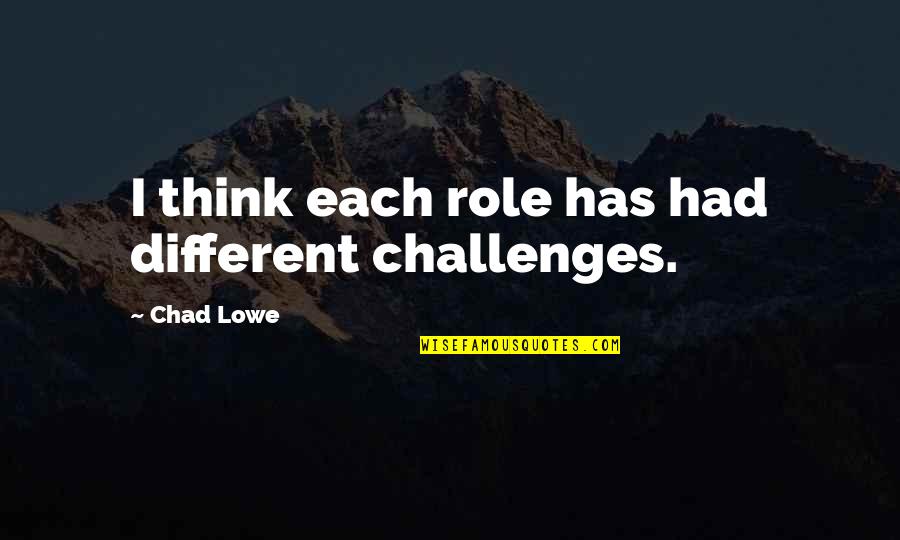 Think Different Quotes By Chad Lowe: I think each role has had different challenges.