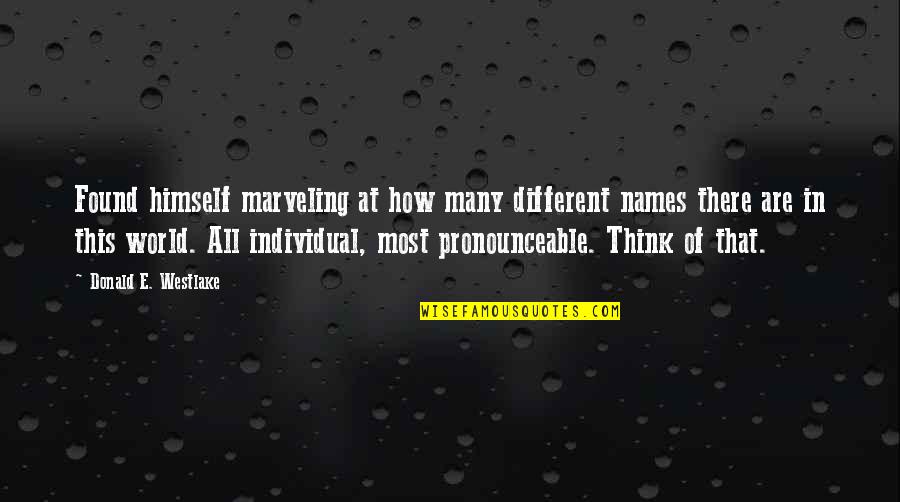 Think Different Quotes By Donald E. Westlake: Found himself marveling at how many different names