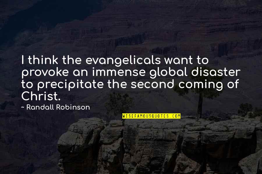 Think Global Quotes By Randall Robinson: I think the evangelicals want to provoke an Think Global Quotes By Randall Robinson: I think the evangelicals want to provoke an