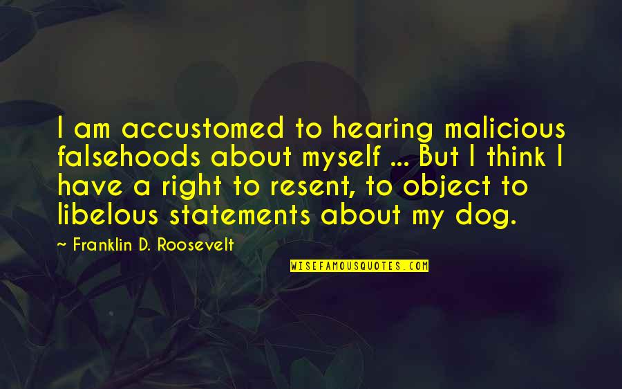 Think My Dog Quotes By Franklin D. Roosevelt: I am accustomed to hearing malicious falsehoods about