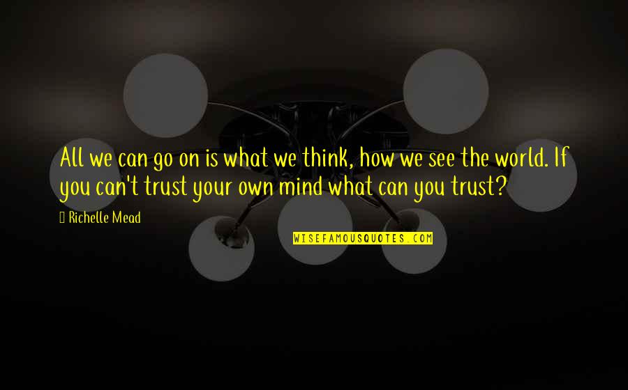 Think On Your Own Quotes By Richelle Mead: All we can go on is what we